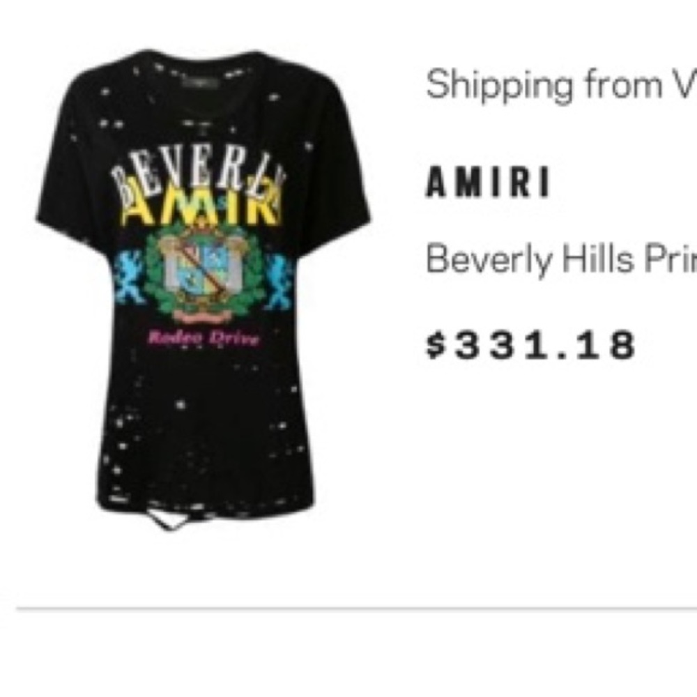 Black Amiri tee worn once trendy and unisex